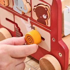 Montessori wooden activity bus toy