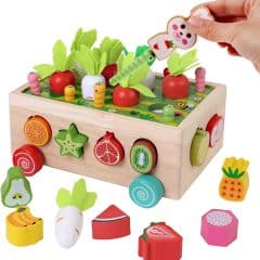 Montessori Radish Garden Sorting Toy – Wooden Matching & Fine Motor Skills Activity Box