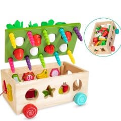 Montessori Radish Garden Sorting Toy – Wooden Matching & Fine Motor Skills Activity Box