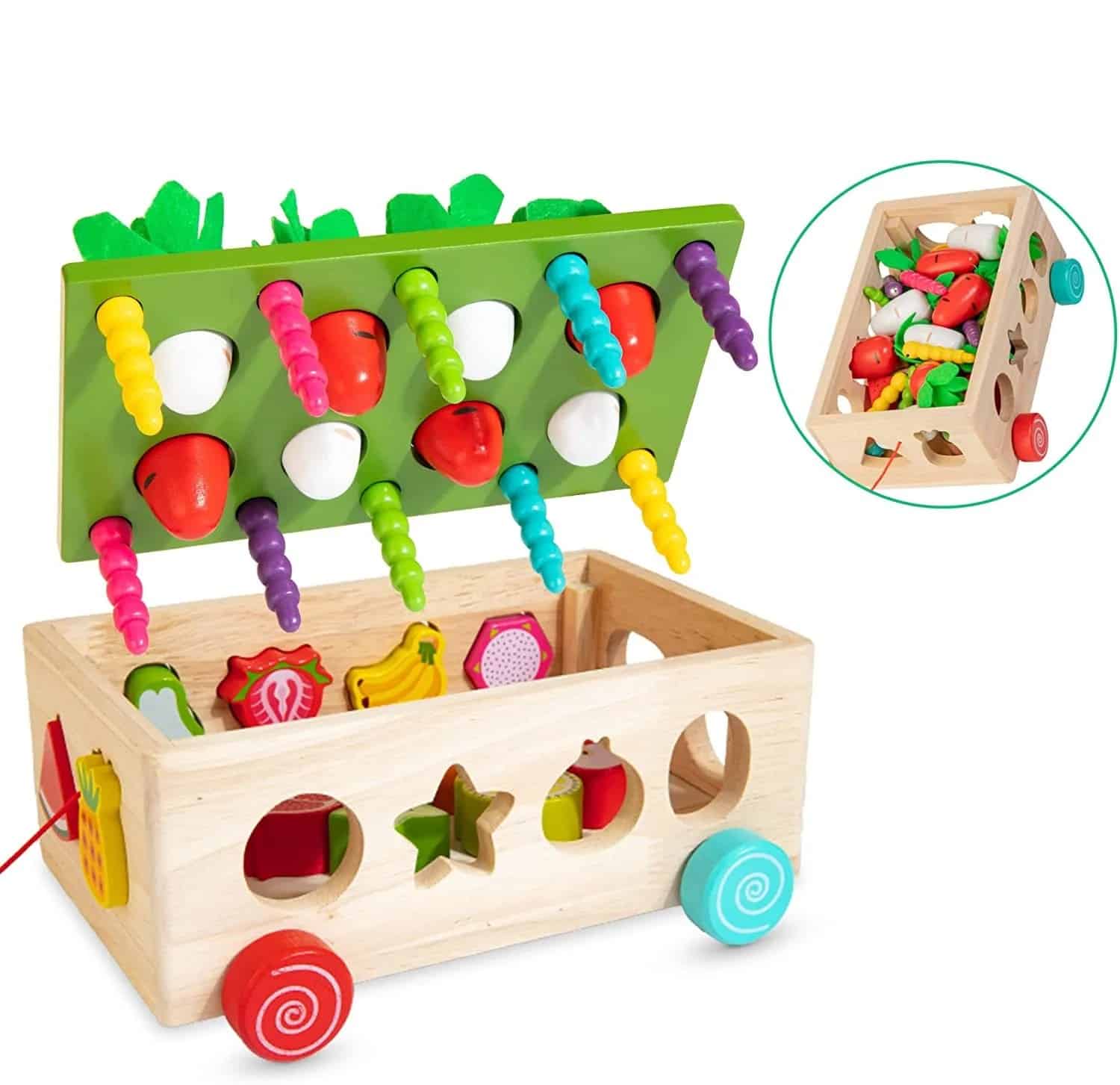 Montessori Radish Garden Sorting Toy – Wooden Matching & Fine Motor Skills Activity Box