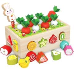 Montessori Radish Garden Sorting Toy – Wooden Matching & Fine Motor Skills Activity Box
