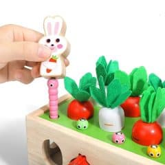 Montessori Radish Garden Sorting Toy – Wooden Matching & Fine Motor Skills Activity Box