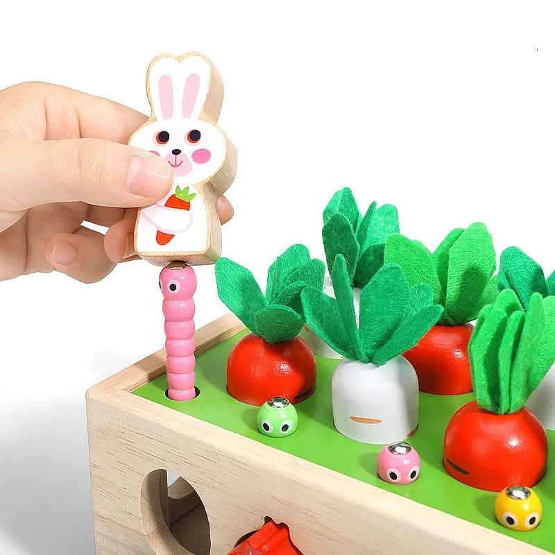 Montessori Radish Garden Sorting Toy – Wooden Matching & Fine Motor Skills Activity Box