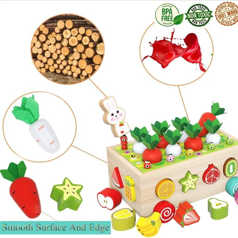Montessori Radish Garden Sorting Toy – Wooden Matching & Fine Motor Skills Activity Box