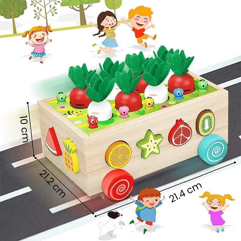 Montessori Radish Garden Sorting Toy – Wooden Matching & Fine Motor Skills Activity Box