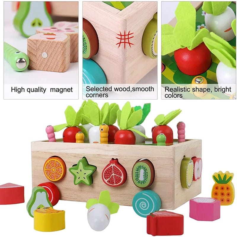 Montessori Radish Garden Sorting Toy – Wooden Matching & Fine Motor Skills Activity Box