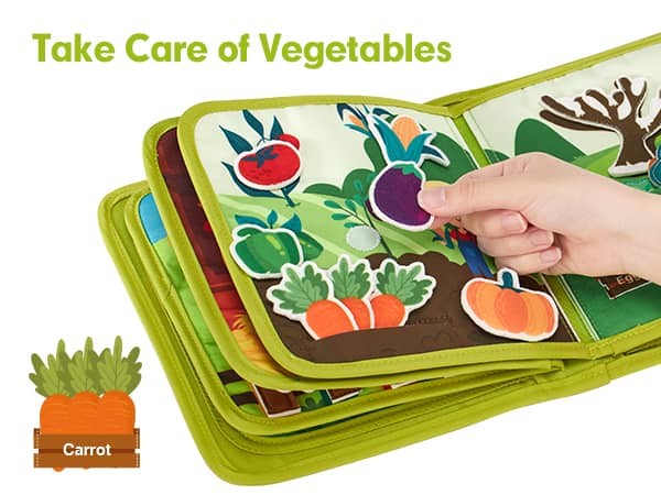 montessori farm busy book offers 20 different activities across 10 page