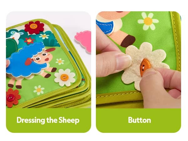 montessori farm busy book offers 20 different activities across 10 page