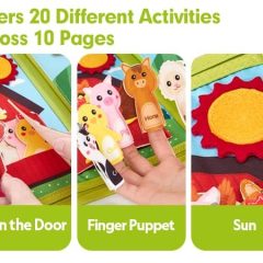 montessori farm busy book offers 20 different activities across 10 page