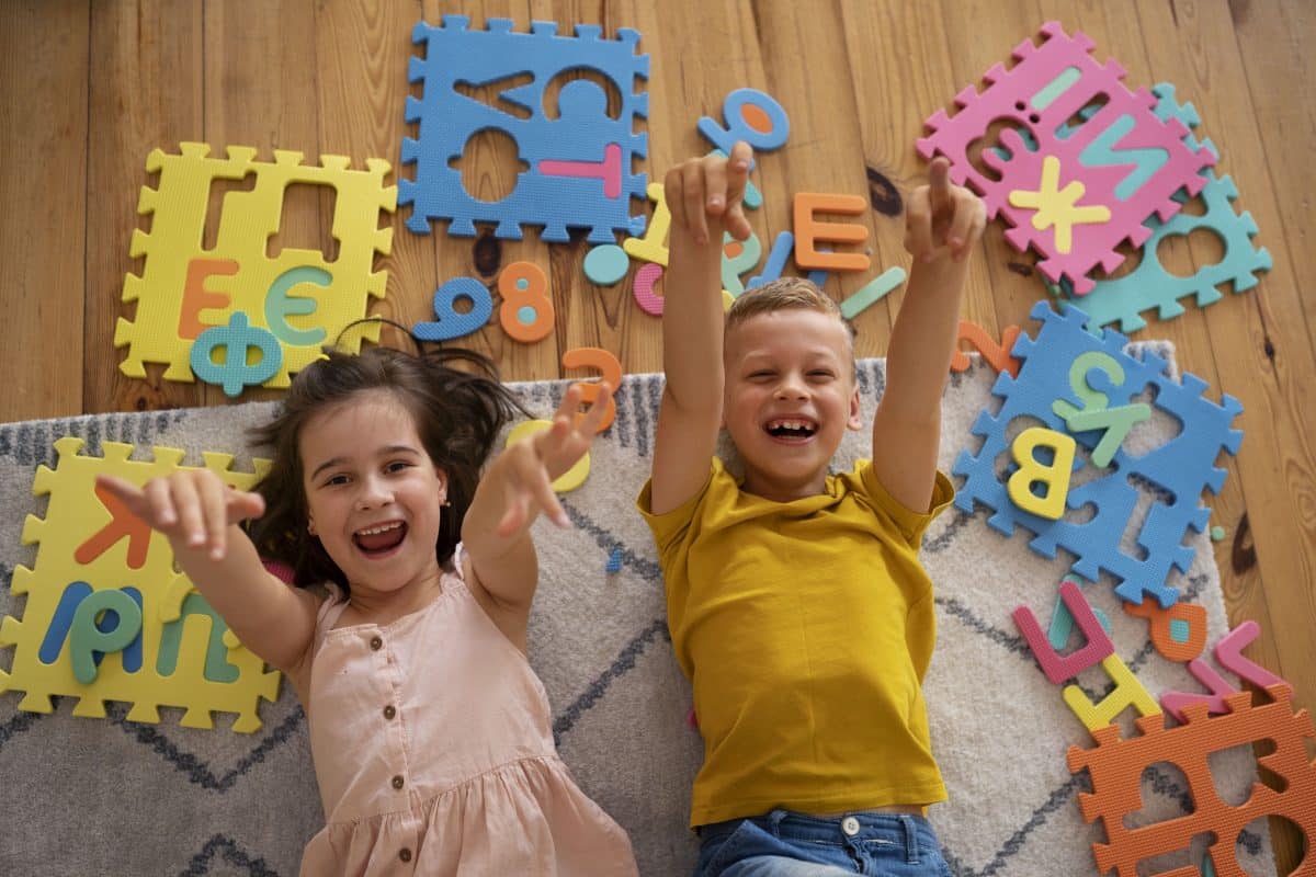 child playing with educational toys during fun learning activities